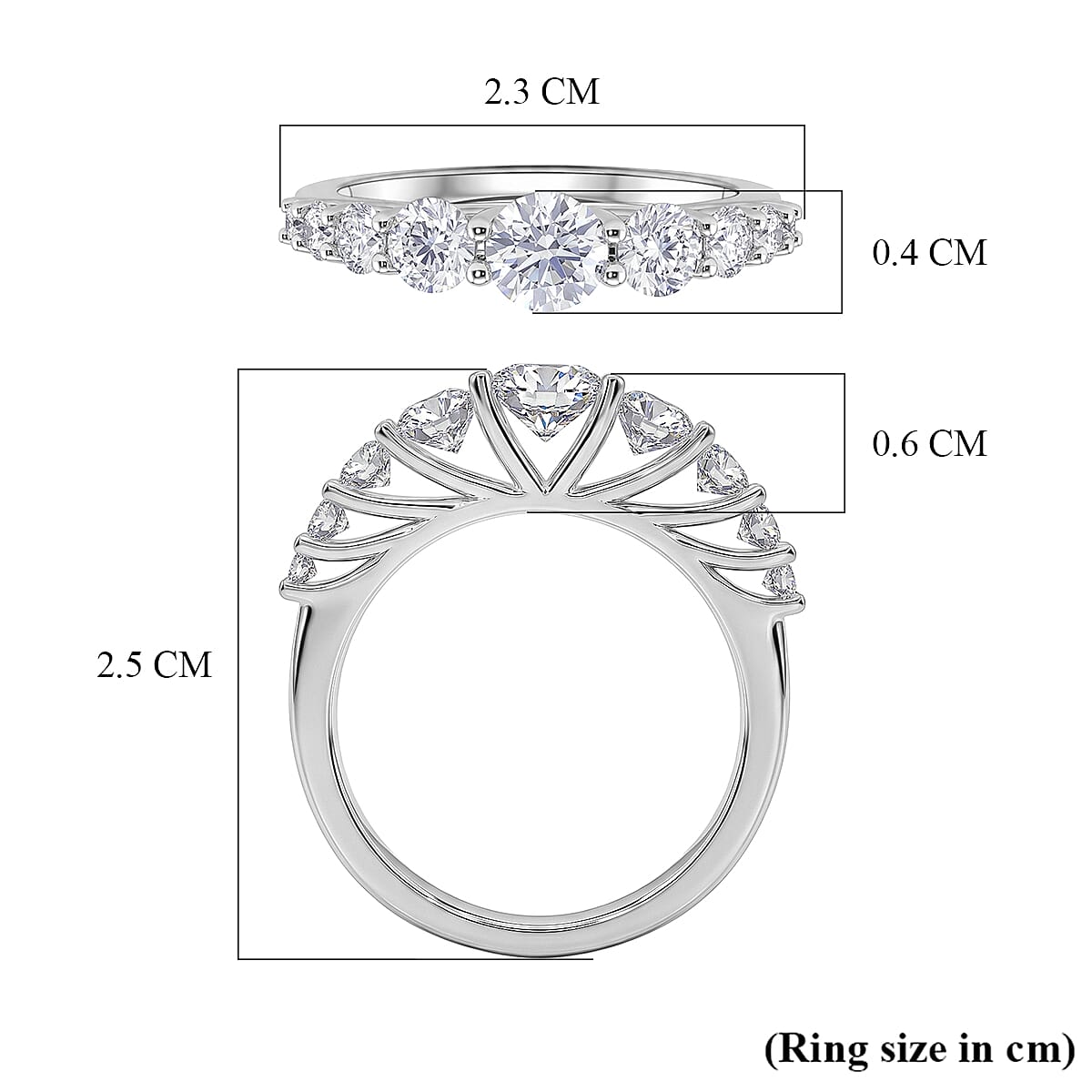 D'Joy - Moissanite Ring in Rhodium Overlay Sterling Silver 1.34 Ct.