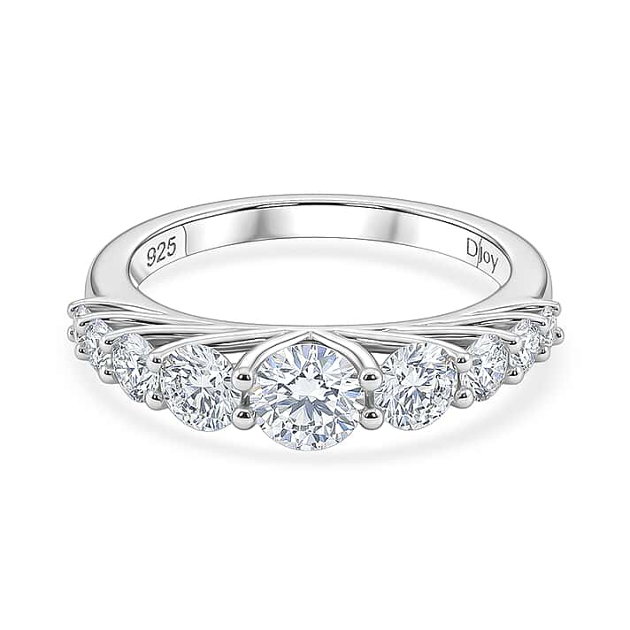 D'Joy - Moissanite Ring in Rhodium Overlay Sterling Silver 1.34 Ct.