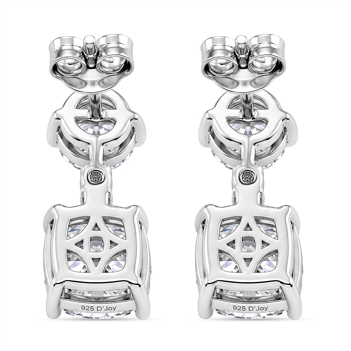 D'Joy - Moissanite Dangling Push Back Earring in Rhodium Overlay Sterling Silver 6.68 Ct.
