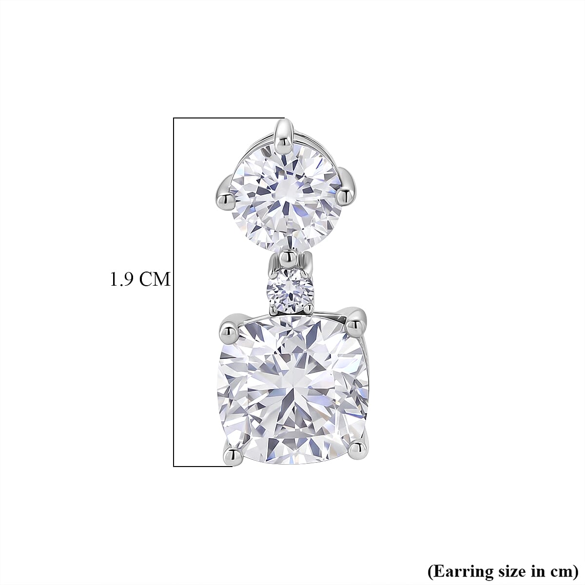 D'Joy - Moissanite Dangling Push Back Earring in Rhodium Overlay Sterling Silver 6.68 Ct.