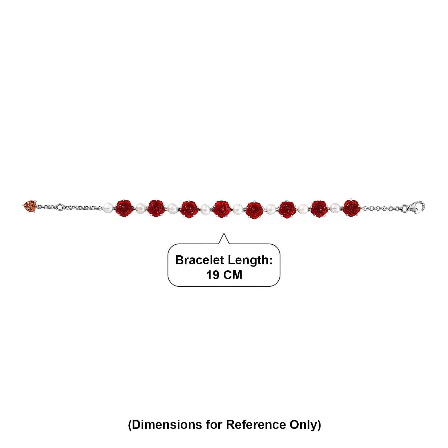 GP - Murano Glass, Blue Sapphire & Pearl Bracelet (Size - 7.5) with Lobster Clasp in Rhodium Overlay Sterling Silver 20.50 Ct.