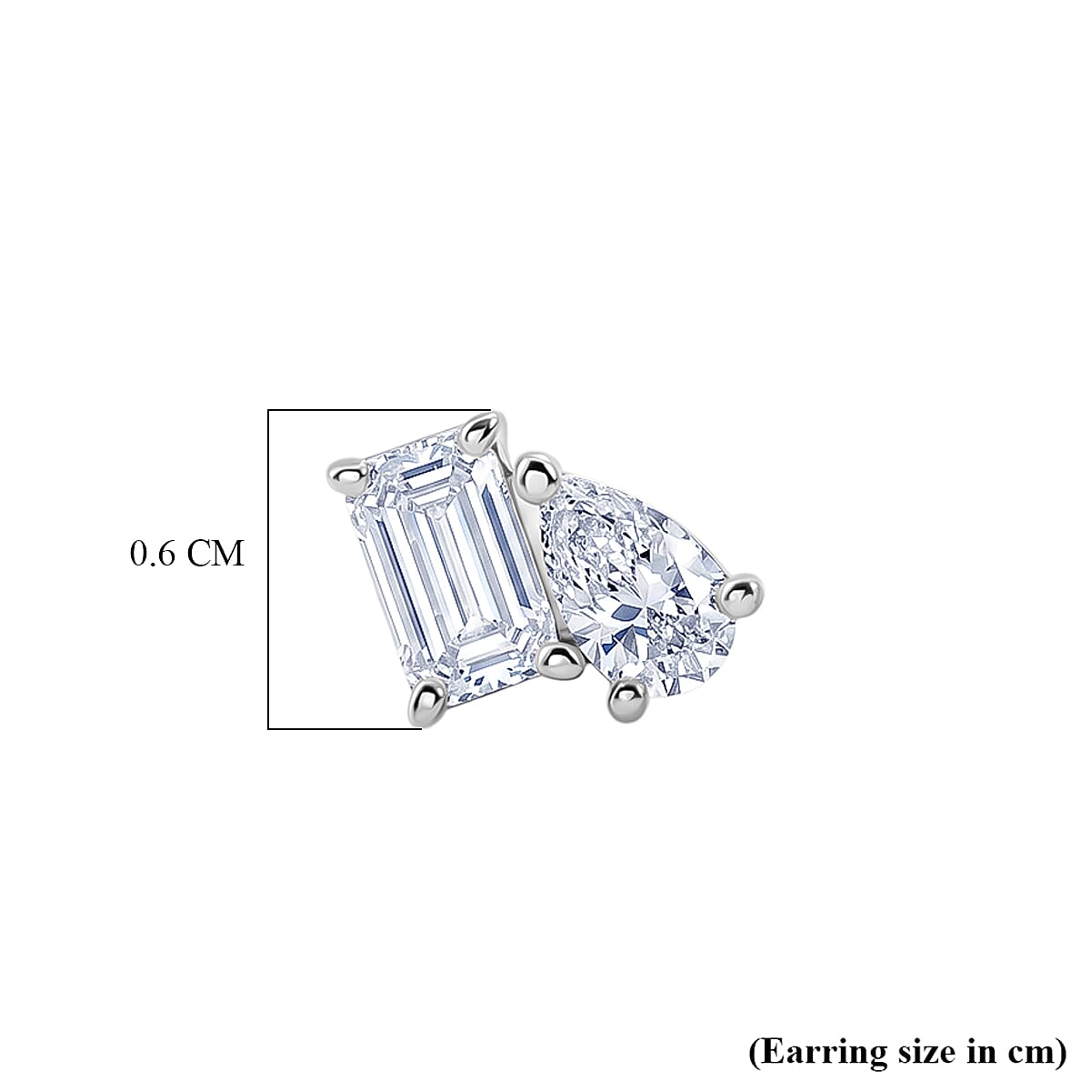 D'Joy - Moissanite Solitaire Stud Push Post Earring in Platinum Overlay Sterling Silver