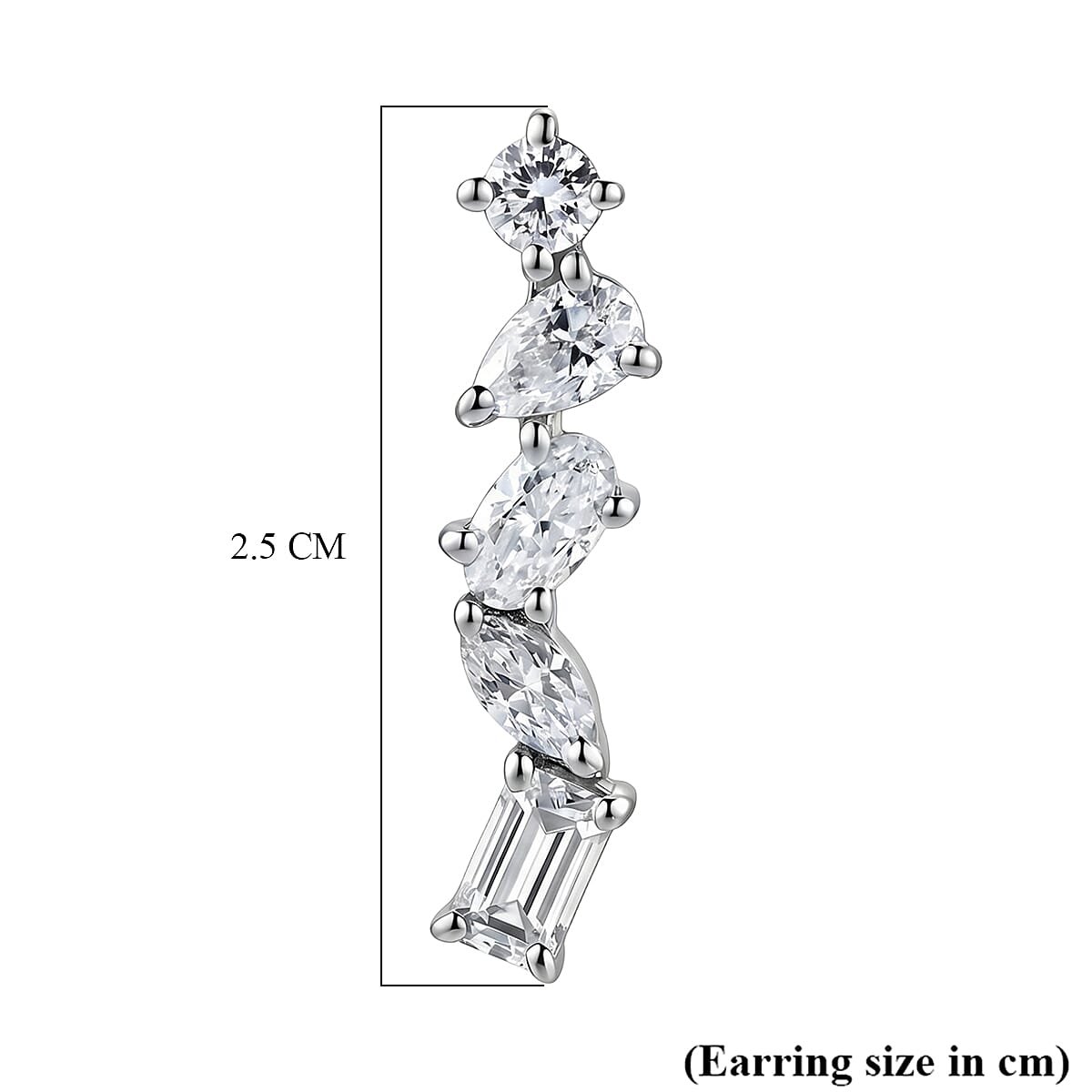 D'Joy - Moissanite Earring with Push Back in Rhodium Overlay Sterling Silver 1.82 Ct.