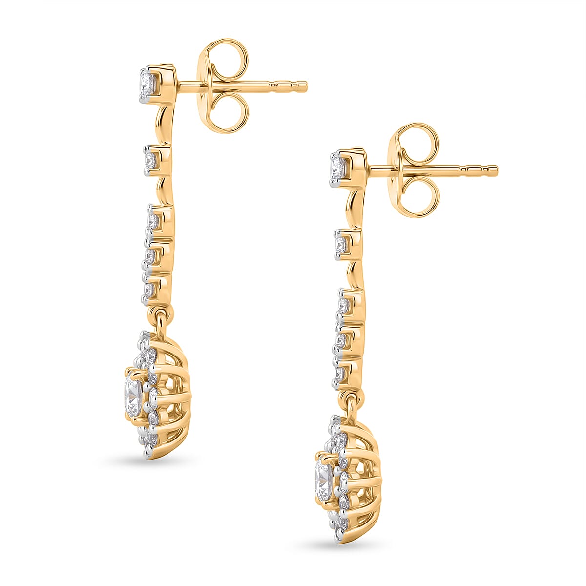 D'Joy - Moissanite Dangling Earring in Yellow Gold Plated Sterling Silver 2.05 Ct.