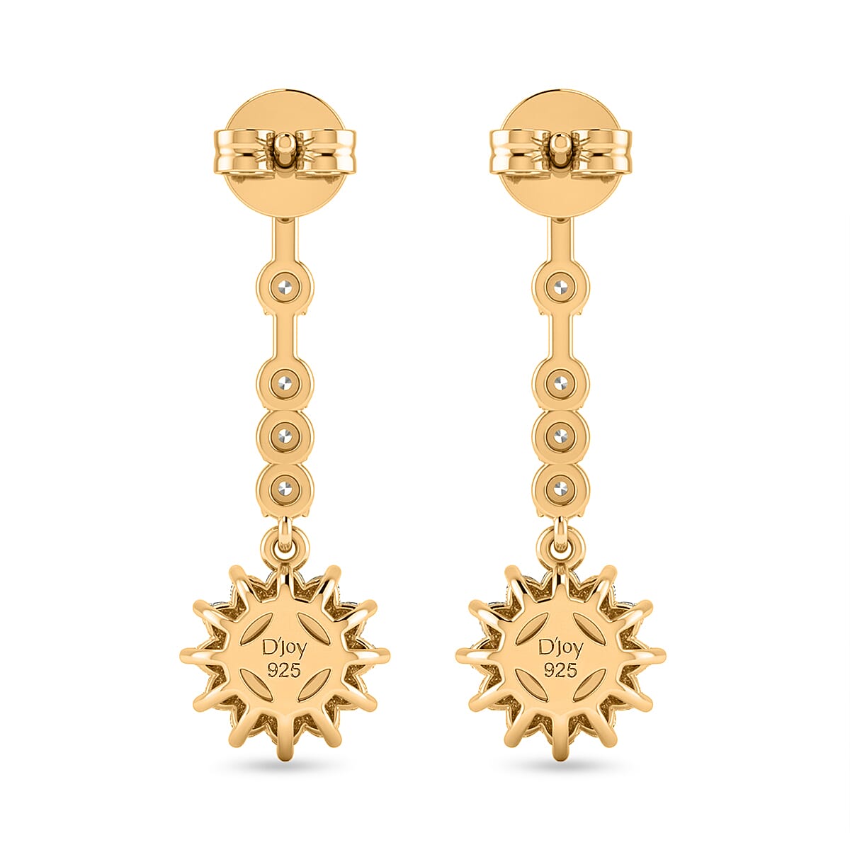 D'Joy - Moissanite Dangling Earring in Yellow Gold Plated Sterling Silver 2.05 Ct.