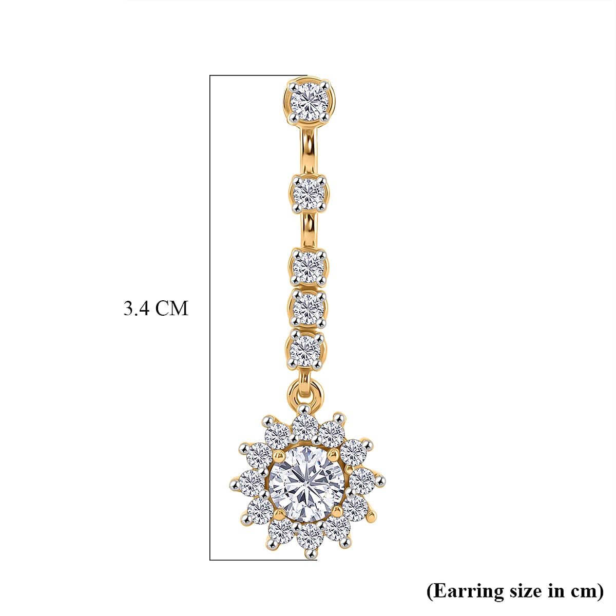 D'Joy - Moissanite Dangling Earring in Yellow Gold Plated Sterling Silver 2.05 Ct.