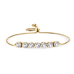 D'Joy - Moissanite Adjustable Chain Bracelet (Size - 10.5) in Yellow Gold Plated Sterling Silver 3.12 Ct.