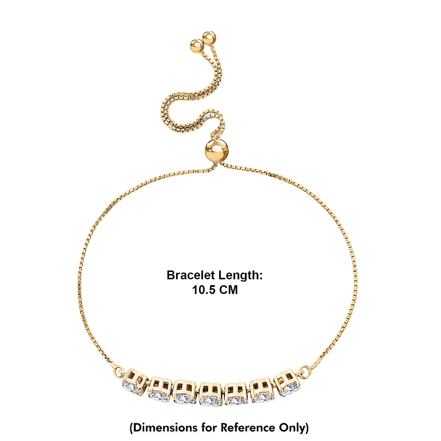D'Joy - Moissanite Adjustable Chain Bracelet (Size - 10.5) in Yellow Gold Plated Sterling Silver 3.12 Ct.