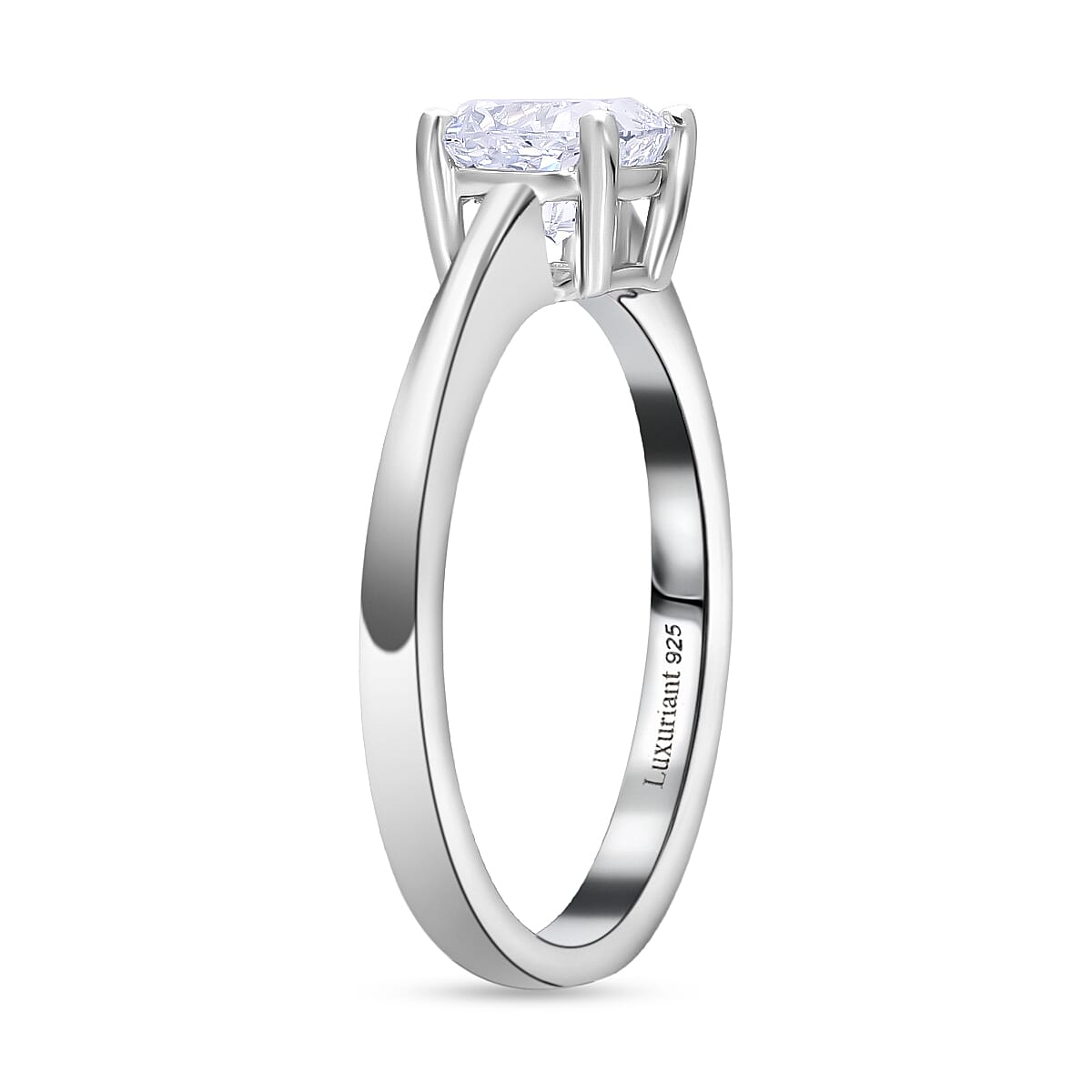 Luxuriant - Lab Grown Diamond (SI) Cushion Cut Solitaire Ring in Rhodium Overlay Sterling Silver 1.00 Ct.
