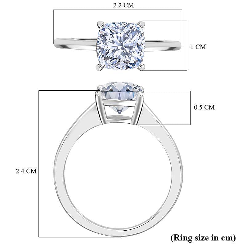 Luxuriant - Lab Grown Diamond (SI) Cushion Cut Solitaire Ring in Rhodium Overlay Sterling Silver 1.00 Ct.