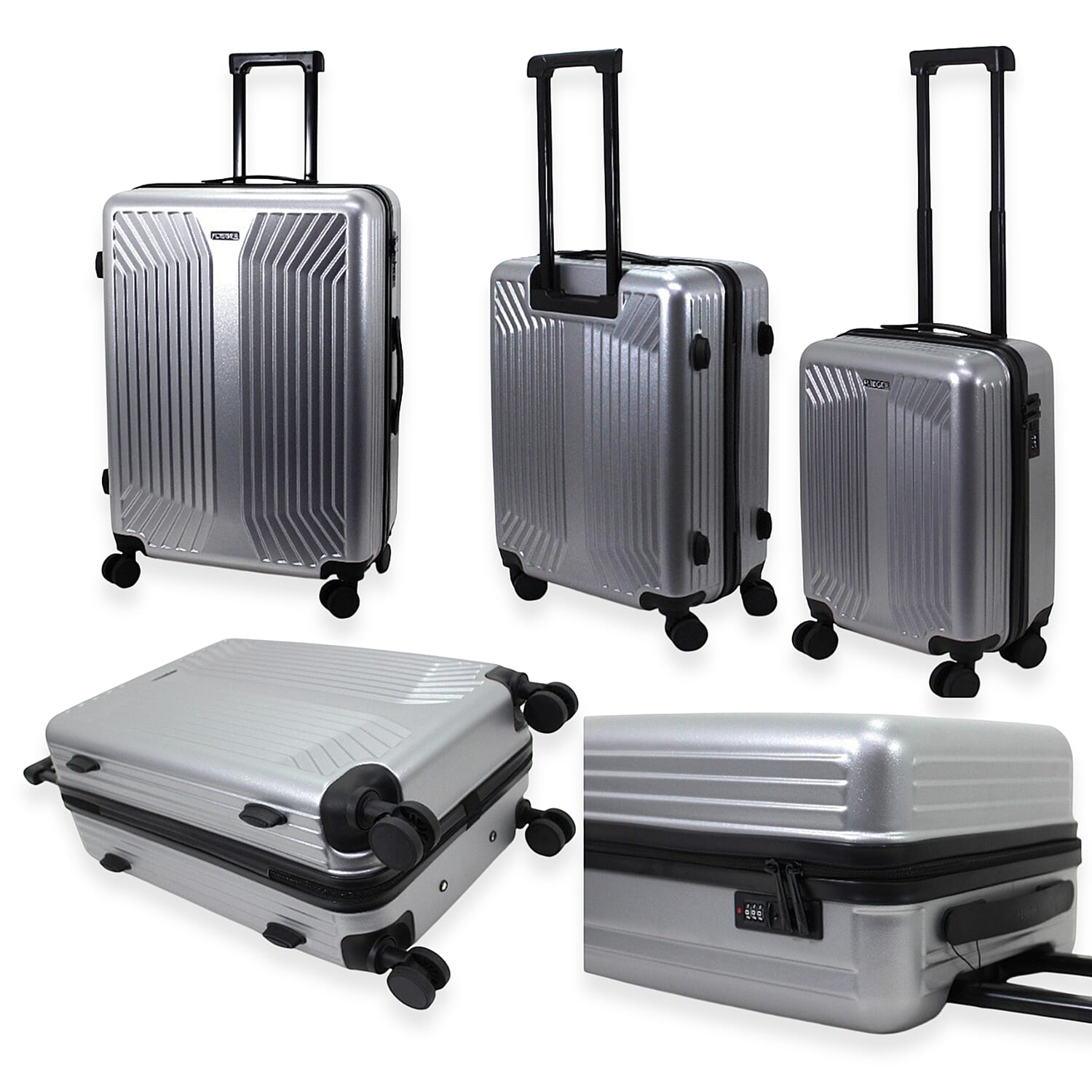 Lightweight Airline Approved Cabin Travel Luggage Suitcase with 360 Degree Wheels - Large 131L Capacity - Silver