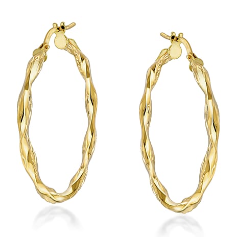 9K Yellow Gold Bean Tube Twist Earring with Clasp