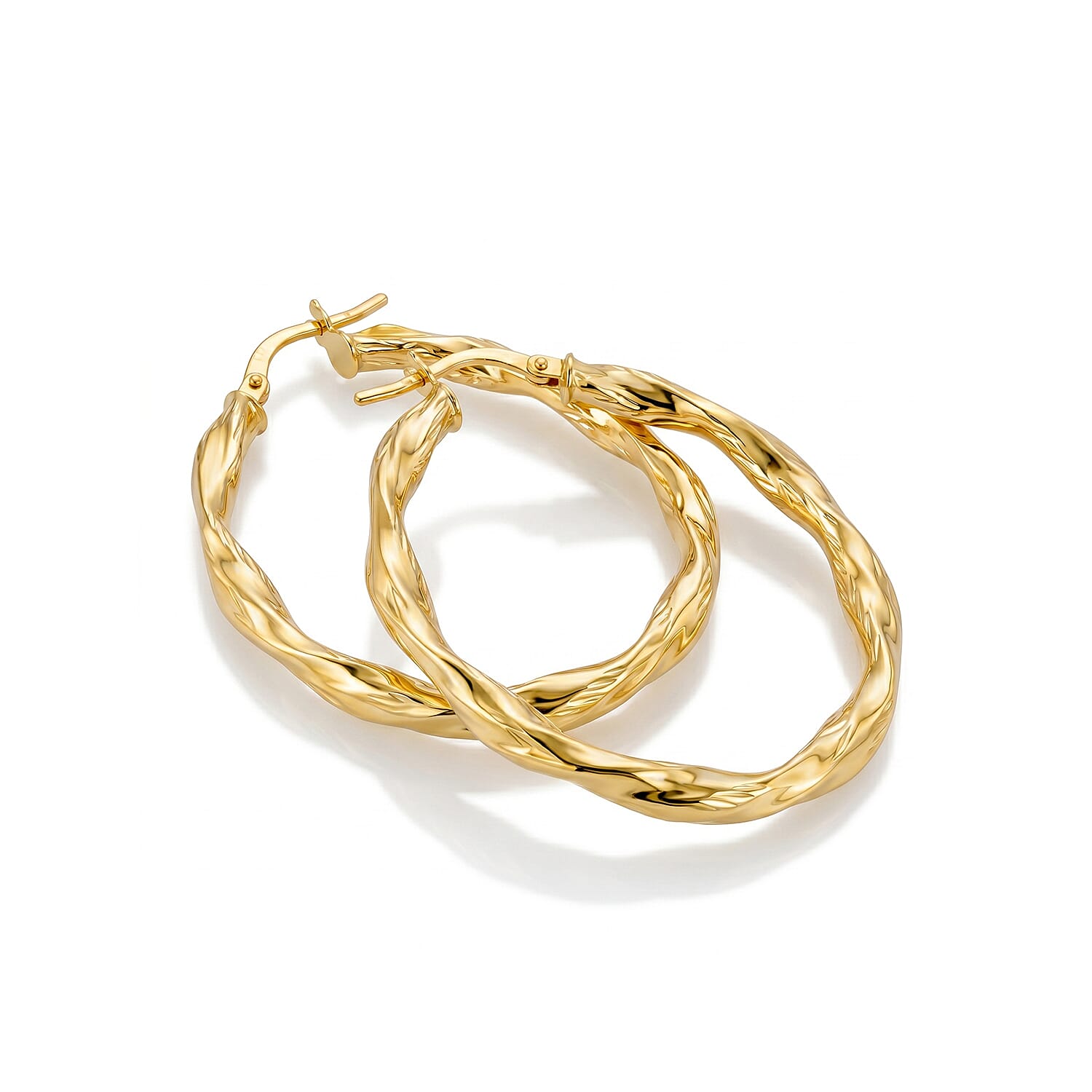 9K Yellow Gold Bean Tube Twist Earring with Clasp