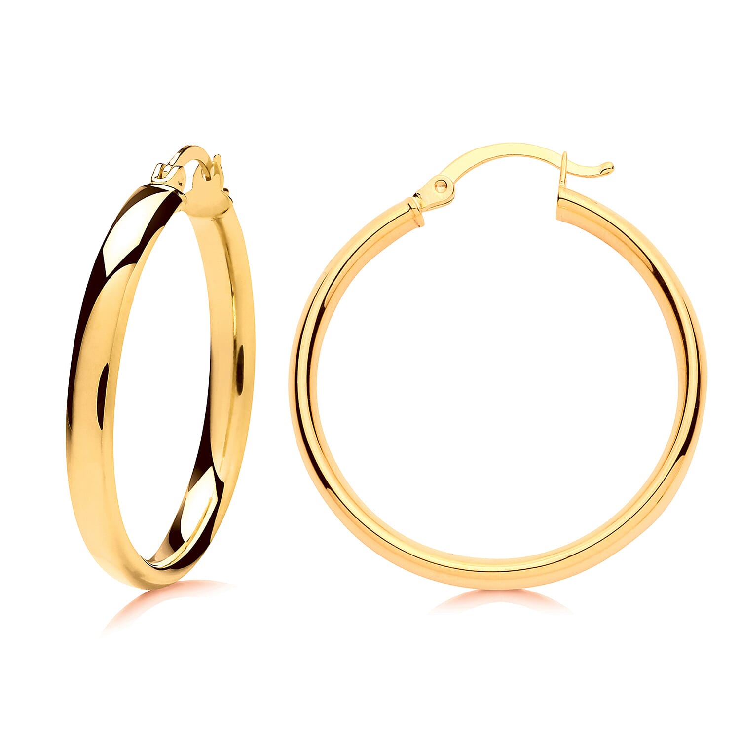 Italian Made 9K Yellow Gold Oval Earring with Clasp