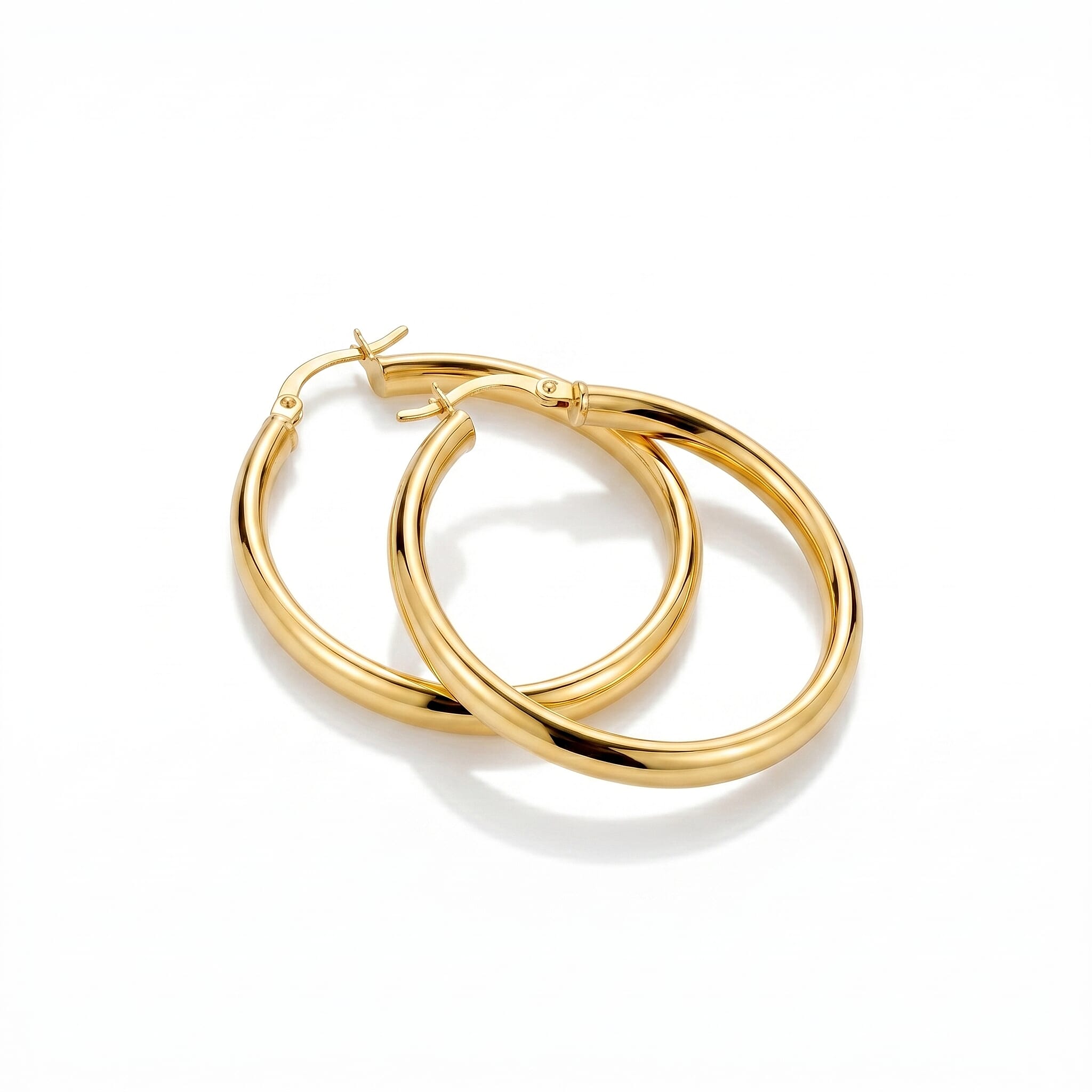 9K Yellow Gold Oval Earring with Clasp