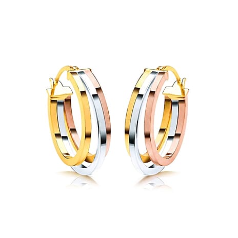 9K Yellow, Rose & White Gold - Multi Strand Hoop Earring 2.02 gram
