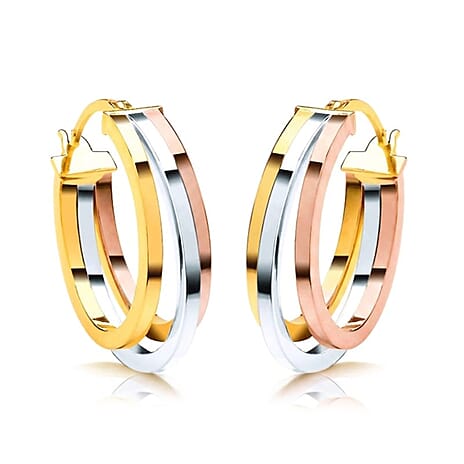 9K Yellow, Rose & White Gold - Multi Strand Hoop Earring, Gold Wt. 2.02 Gms