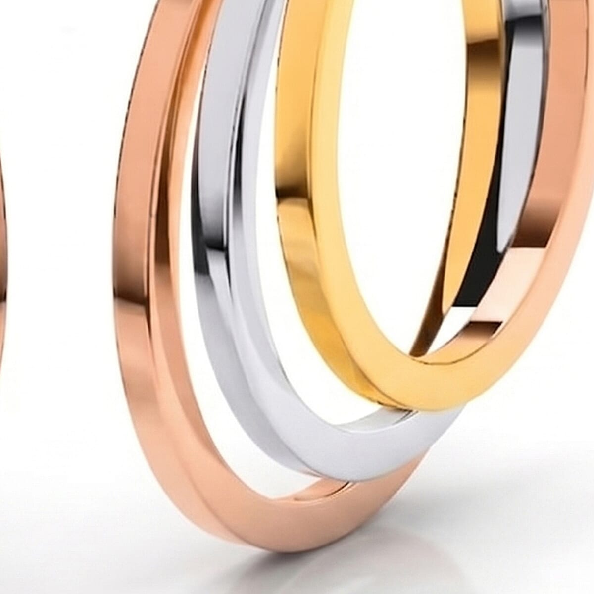 9K Yellow, Rose & White Gold - Multi Strand Hoop Earring
