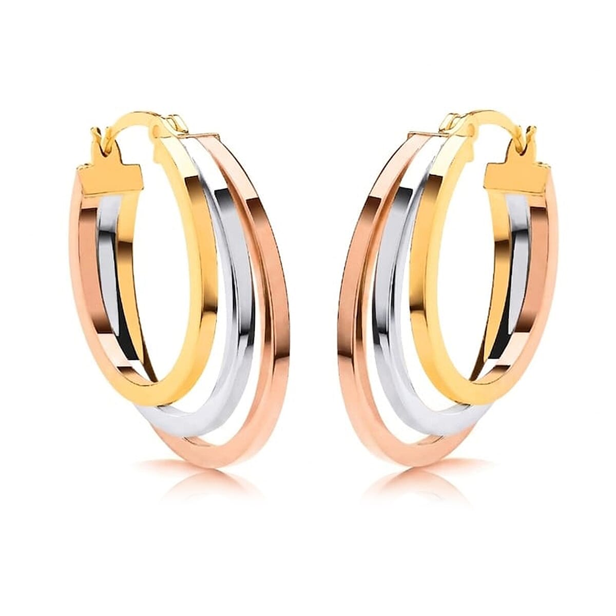 9K Yellow, Rose & White Gold - Multi Strand Hoop Earring, Gold Wt. 2.18 Gms