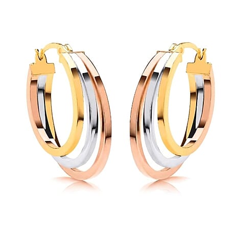 9K Yellow, Rose & White Gold - Multi Strand Hoop Earring, Gold Wt. 2.18 Gms