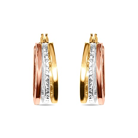 9K Yellow, Rose & White Gold - Multi Strand Hoop Earring, Gold Wt. 1.96 Gms