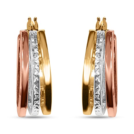 9K Yellow, Rose & White Gold - Multi Strand Hoop Earring, Gold Wt. 1.96 Gms