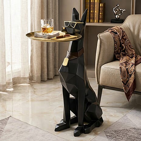 Resin Art Side Table - Black