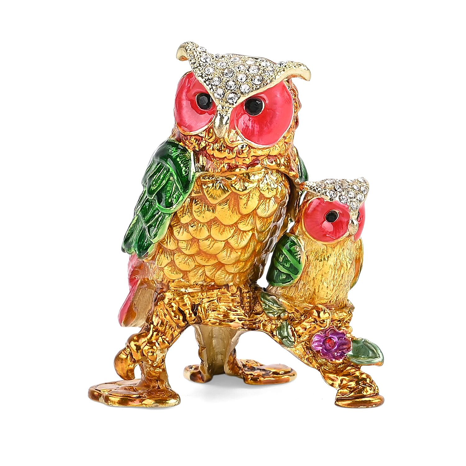 LIVMORE Owl-Shaped Trinket Storage Box (Size 7x7x8 cm) - Multi Color
