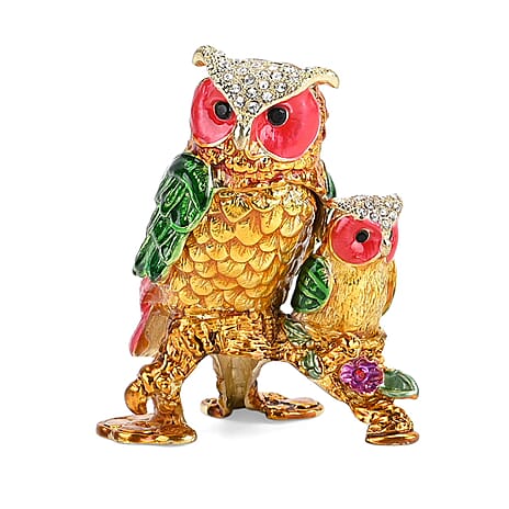 LIVMORE Owl-Shaped Trinket Storage Box (Size 7x7x8 cm) - Multi Color