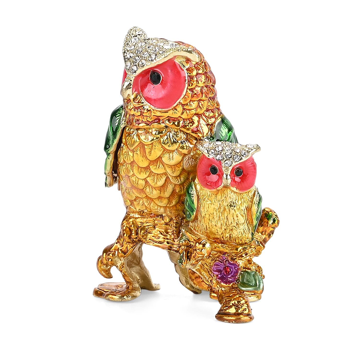 LIVMORE Owl-Shaped Trinket Storage Box (Size 7x7x8 cm) - Multi Color