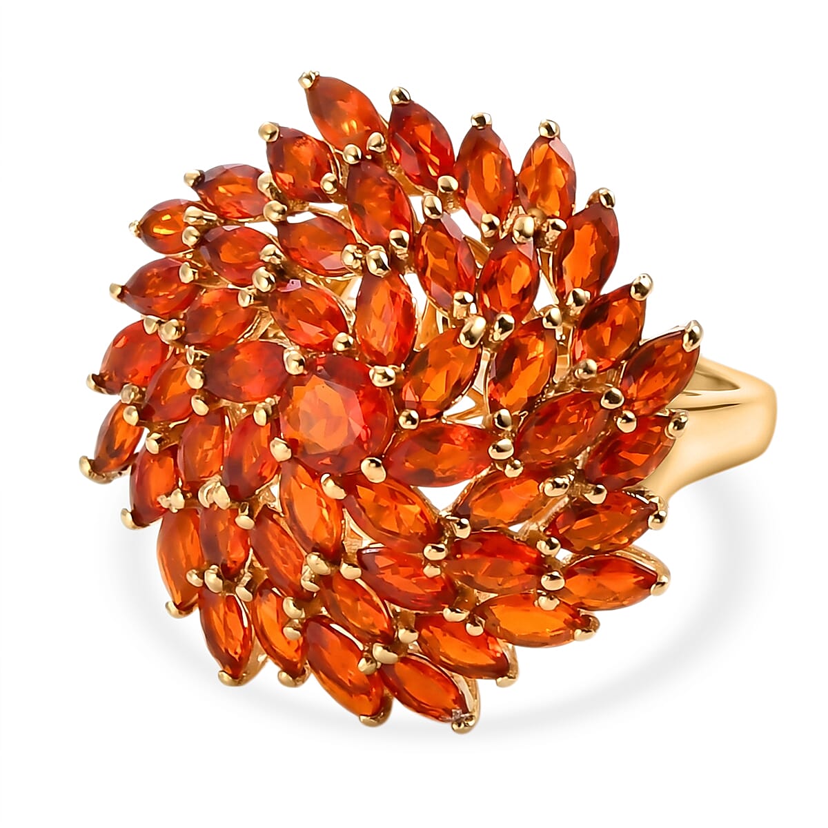 D'Joy - Fire Opal Ring in 18K Vermeil Yellow Gold Plated Sterling Silver 2.67 Ct.