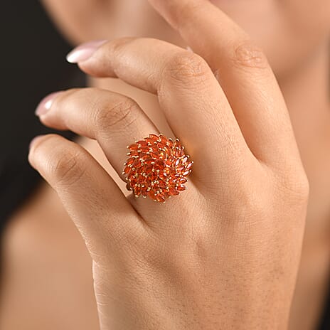 D'Joy - Fire Opal Ring in 18K Vermeil Yellow Gold Plated Sterling Silver 2.67 Ct.