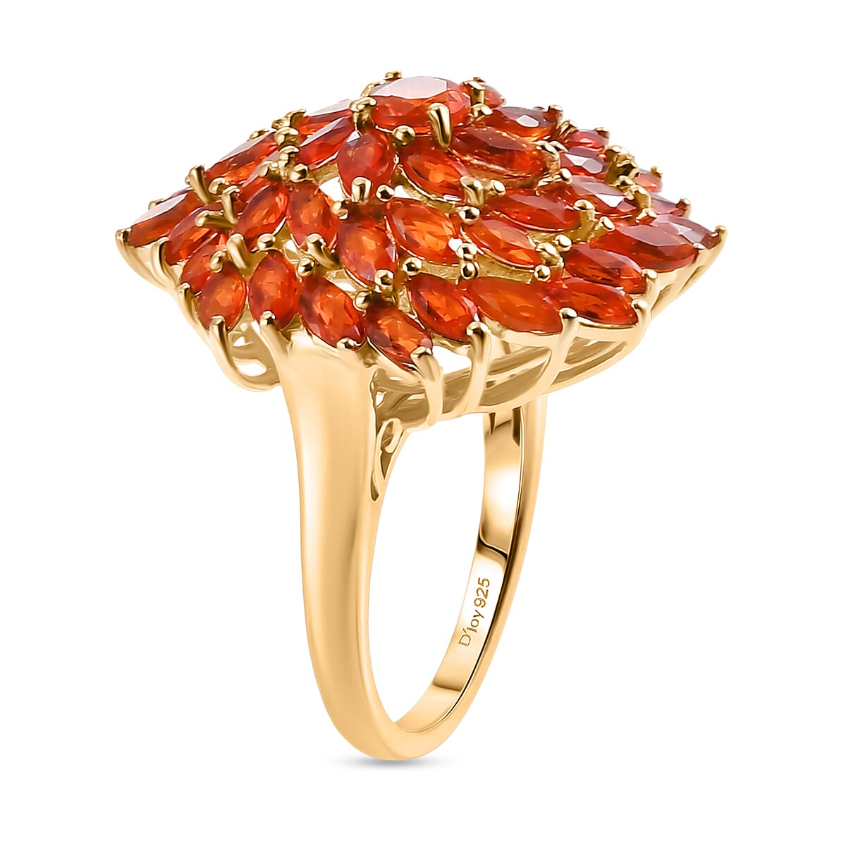 D'Joy - Fire Opal Ring in 18K Vermeil Yellow Gold Plated Sterling Silver 2.67 Ct.