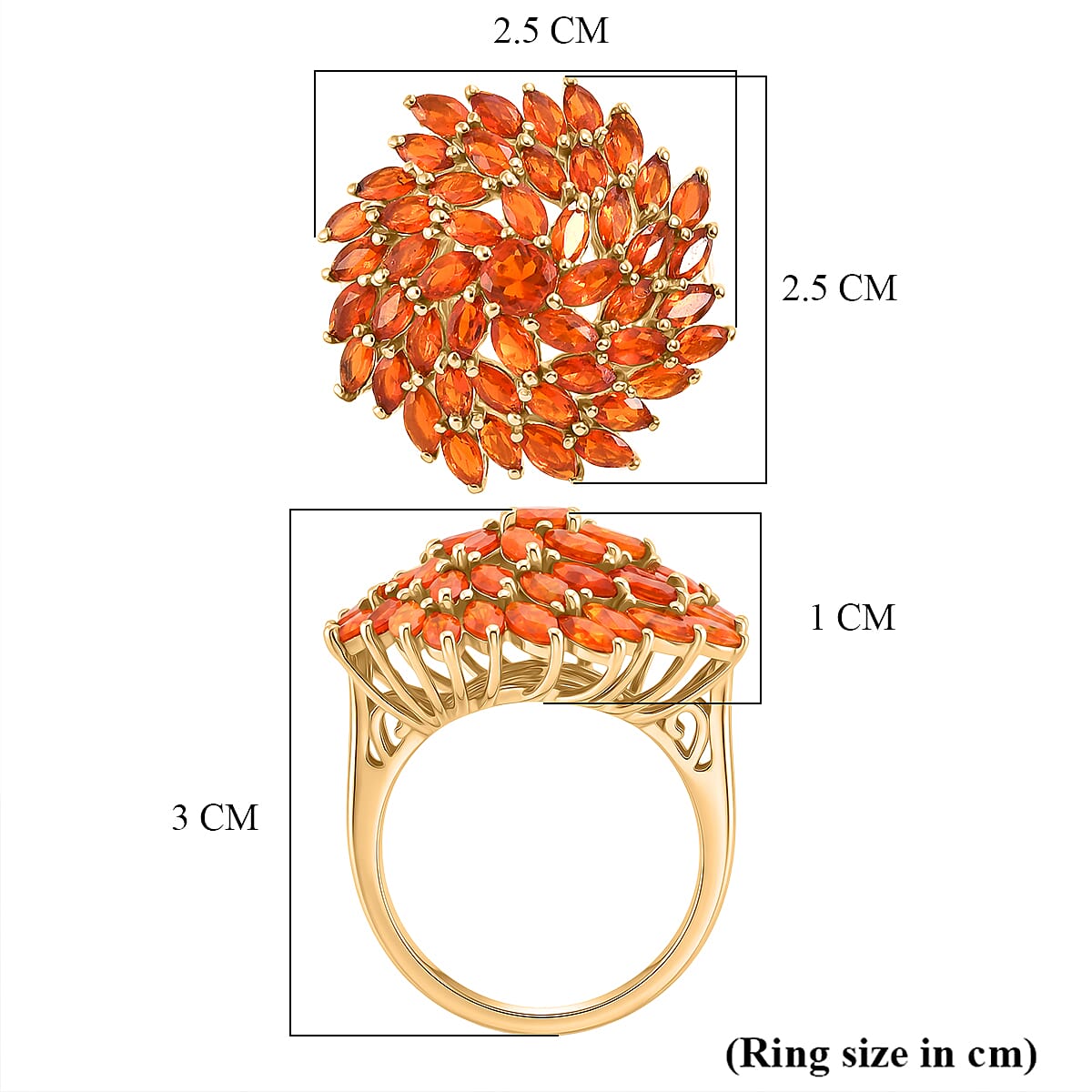 D'Joy - Fire Opal Ring in 18K Vermeil Yellow Gold Plated Sterling Silver 2.67 Ct.