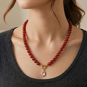 https://tjcuk.sirv.com/Products/85/6/8562312/Red-Agate-White-Cubic-Zirconia-Beads-Necklace-Size-20-with-Clasp-in-Ye_8562312_1.jpg?w=342&h=342