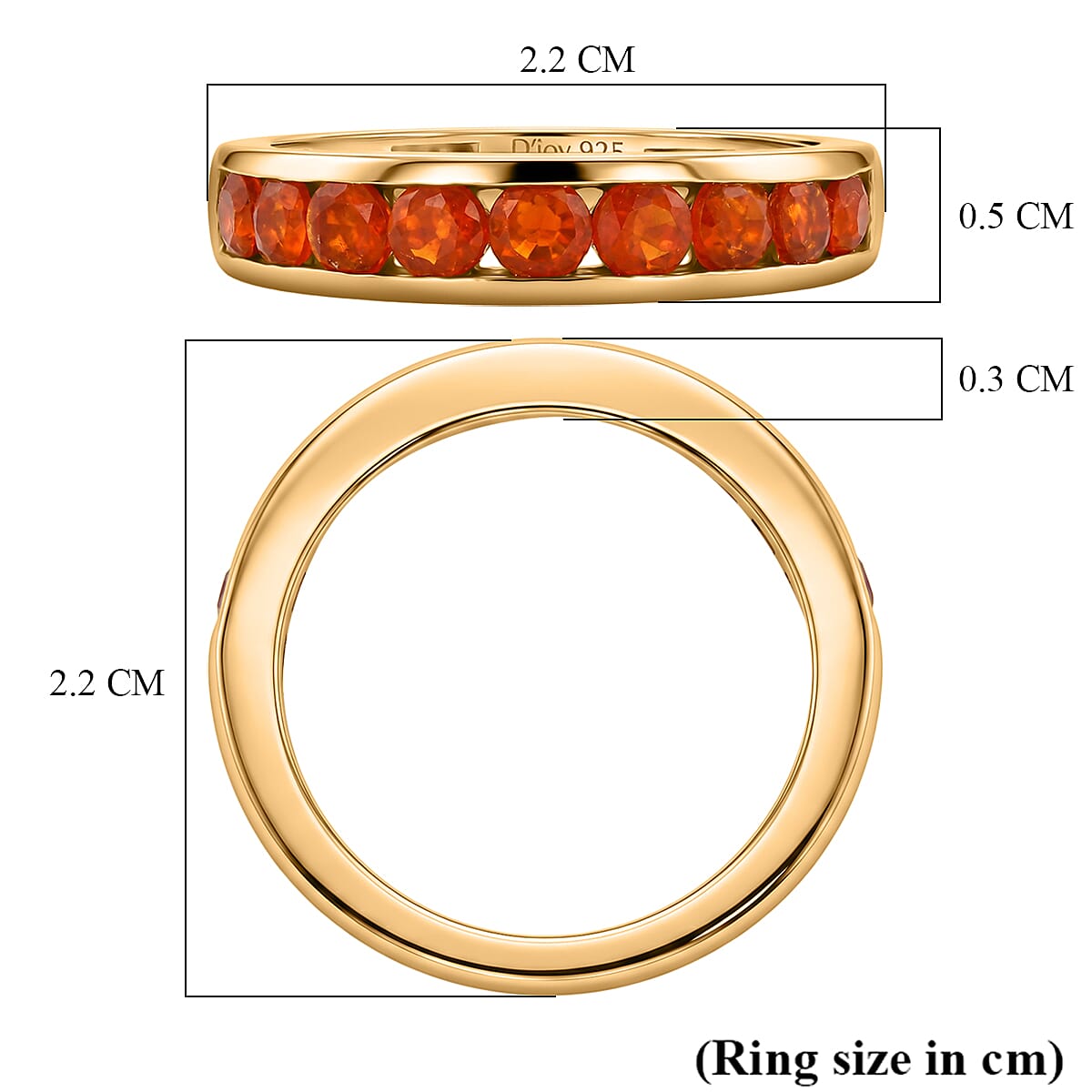 D'Joy Fire Opal Band Ring Sterling Silver  0.963  Ct.