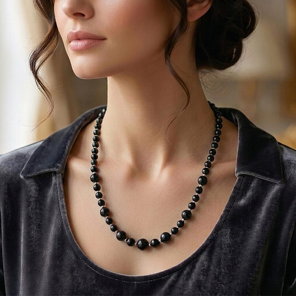 Shungite Beads Necklace (Size - 20) with Magnetic Lock 200.00 Ct.