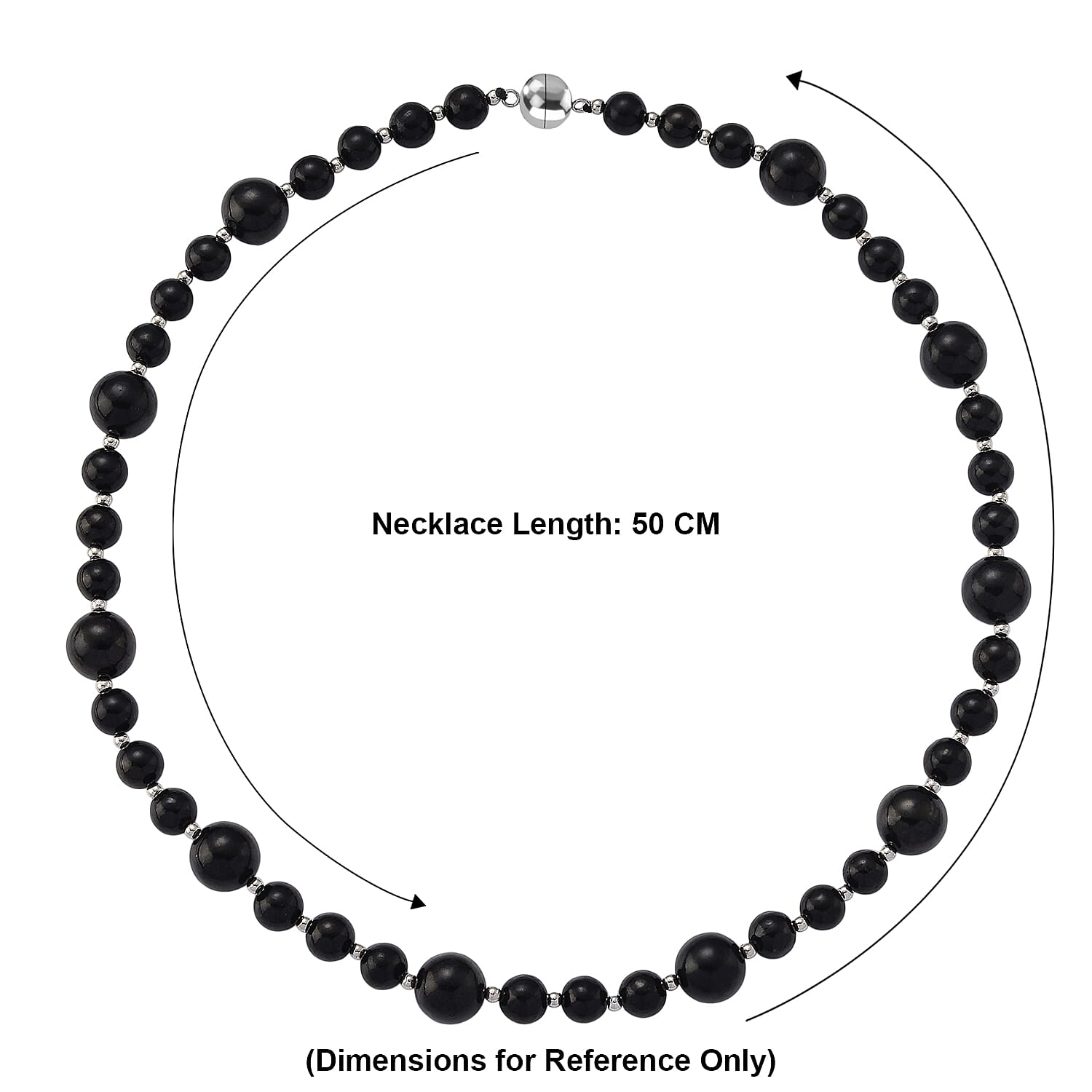 Shungite Beads Necklace (Size - 20) with Magnetic Lock 200.00 Ct.