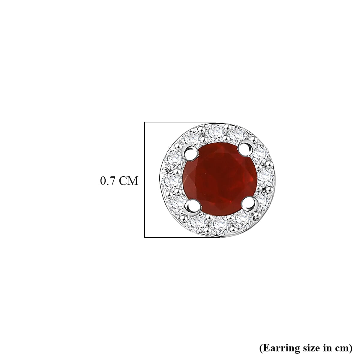 D'Joy - Fire Opal & Moissanite Earring with Push Post in Platinum Overlay Sterling Silver