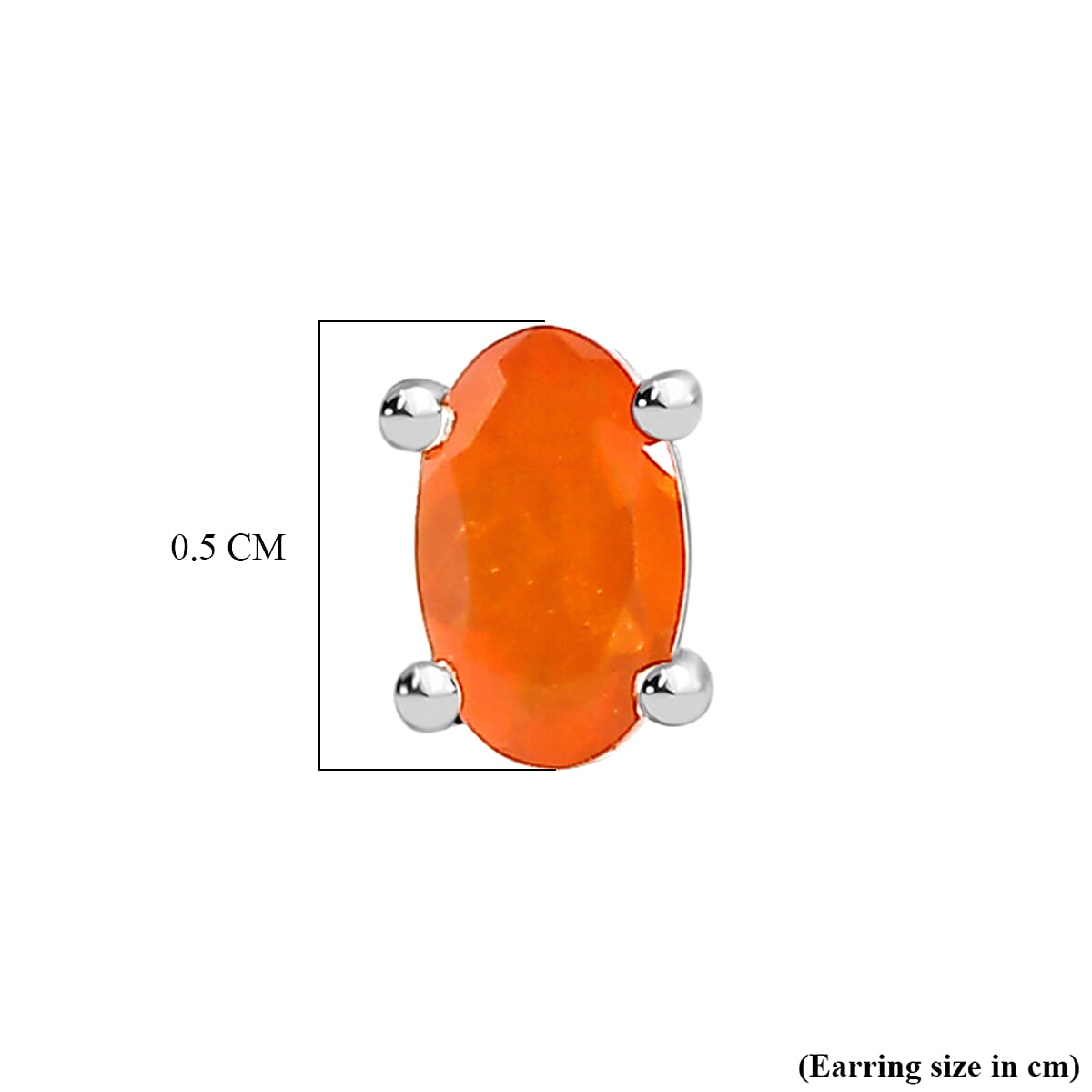 D'Joy - Fire Opal Solitaire Stud Push Post Earring in Platinum Overlay Sterling Silver