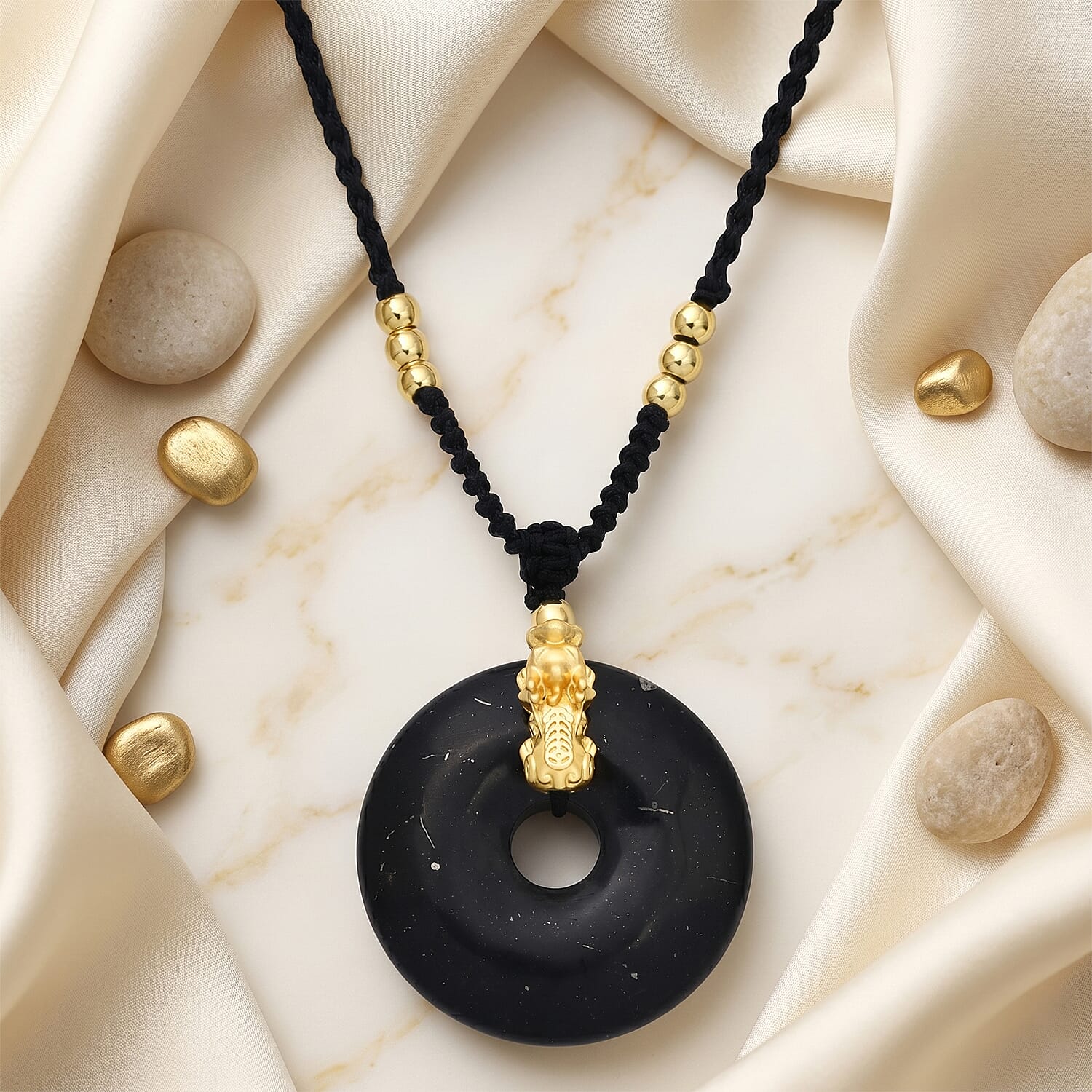 Shungite Adjustable Beads Necklace (Size - 28) 65.00 Ct.