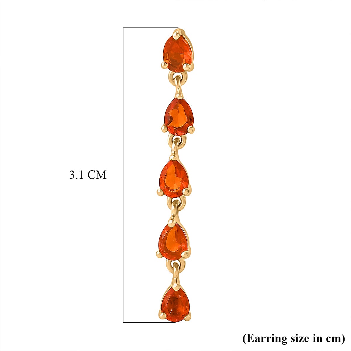 D'Joy - Fire Opal Dangling Earring with Push Post in Yellow Gold Plated Sterling Silver 1.09 Ct.