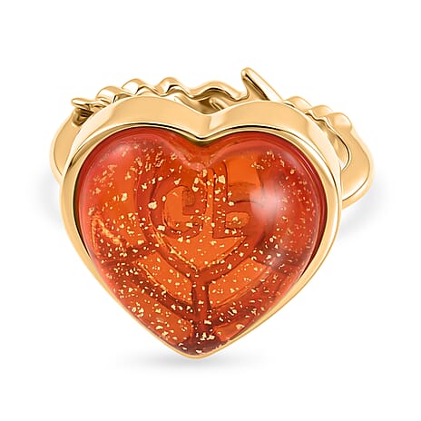 GP Family Legacy Italy - Genuine Murano With 24K Gold  & Blue Sapphire Ring in 18K Gold Vermeil Sterling Silver