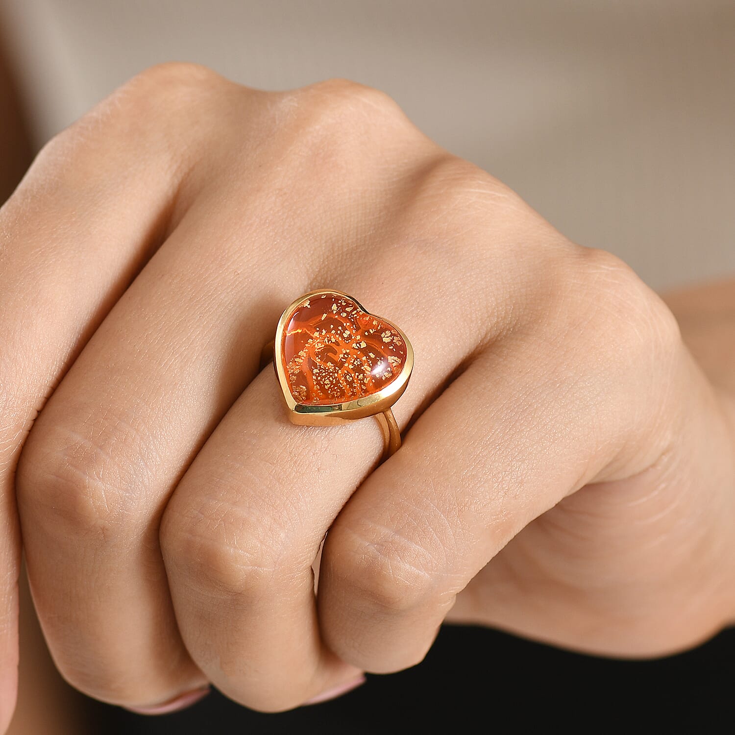 GP Family Legacy Italy - Genuine Murano With 24K Gold  & Blue Sapphire Ring in 18K Gold Vermeil Sterling Silver