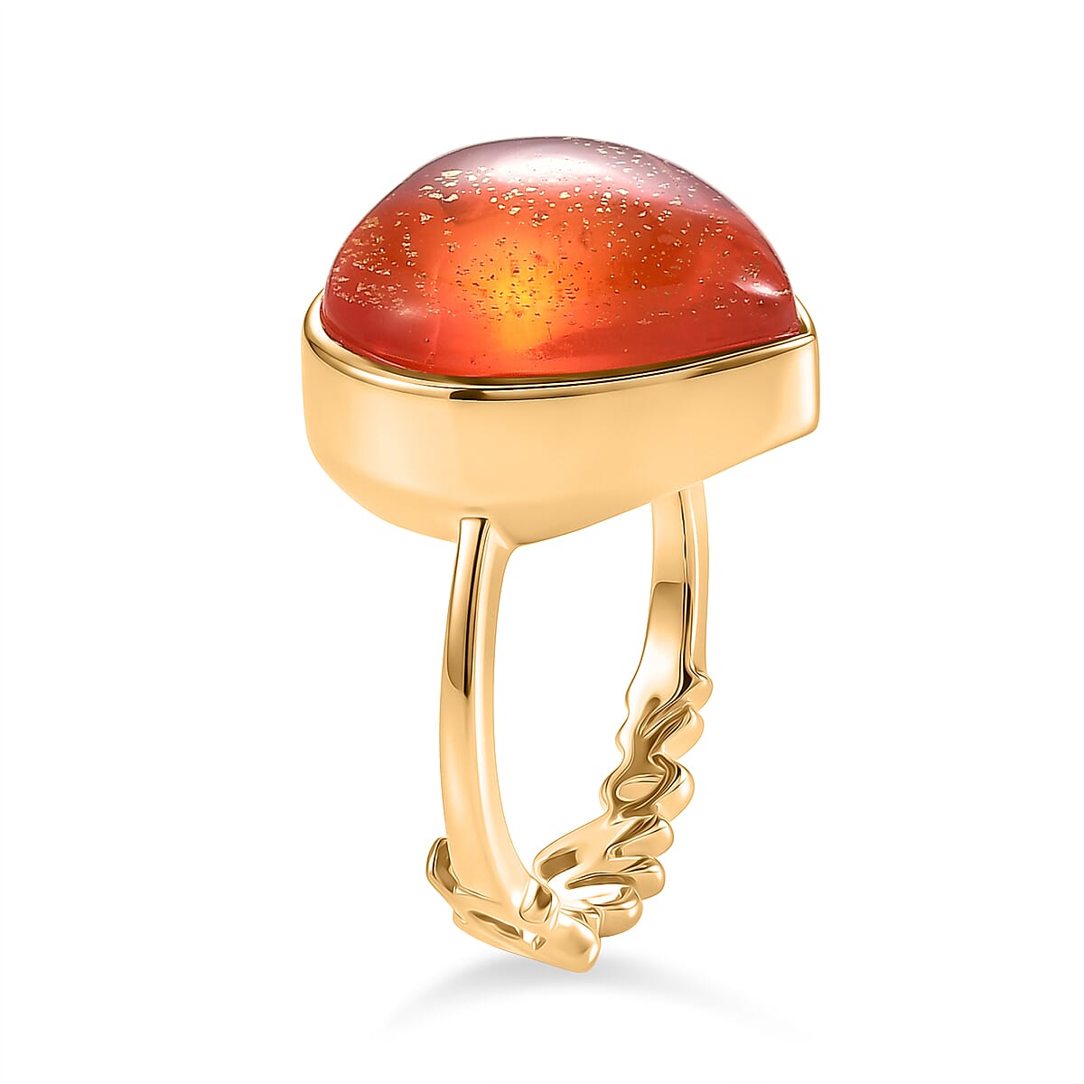 GP Family Legacy Italy - Genuine Murano With 24K Gold  & Blue Sapphire Ring in 18K Gold Vermeil Sterling Silver