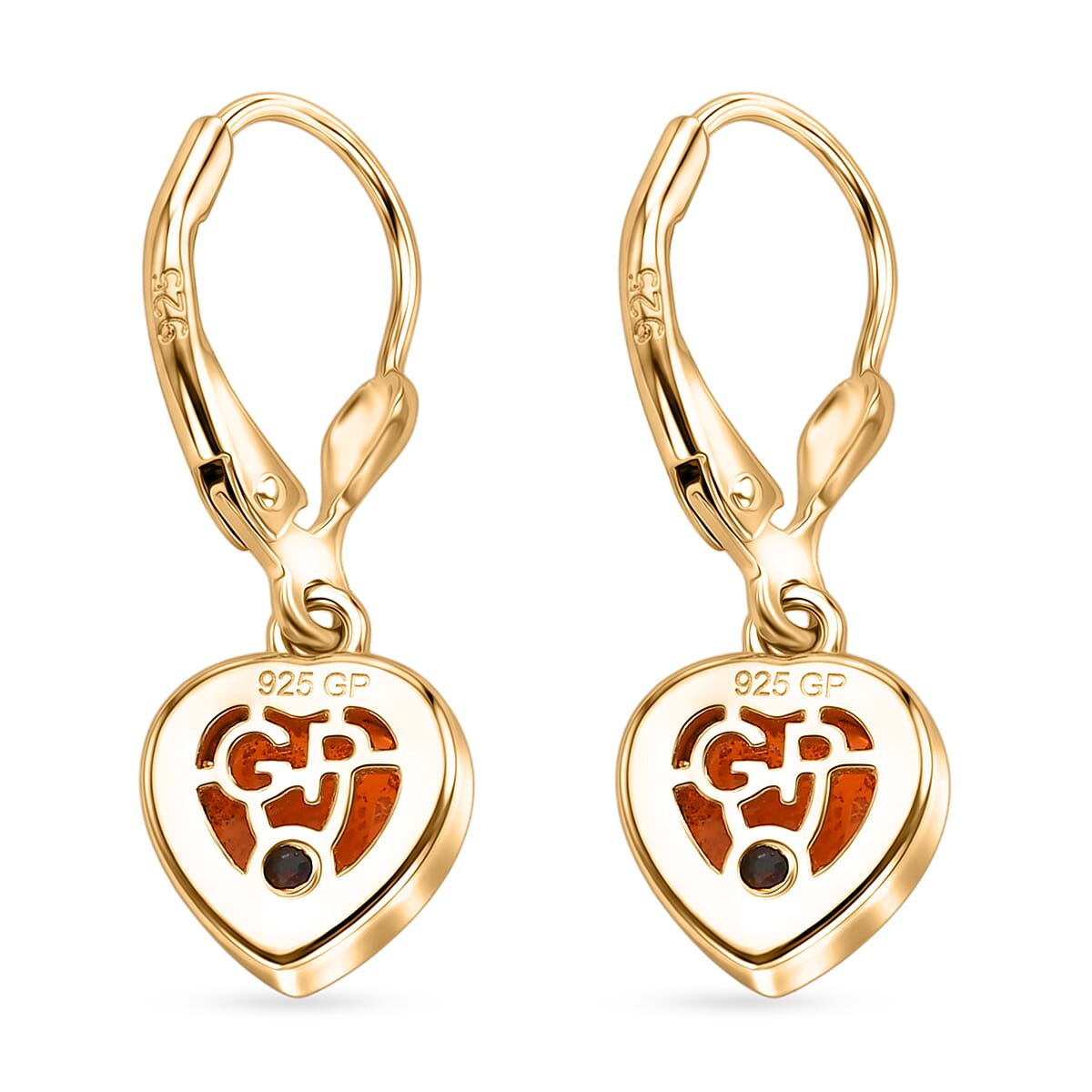 GP Family Legacy Italy - Genuine Murano with 24K Gold & Blue Sapphire Lever Back Heart Earrings in 18K Gold Vermeil Sterling Silver