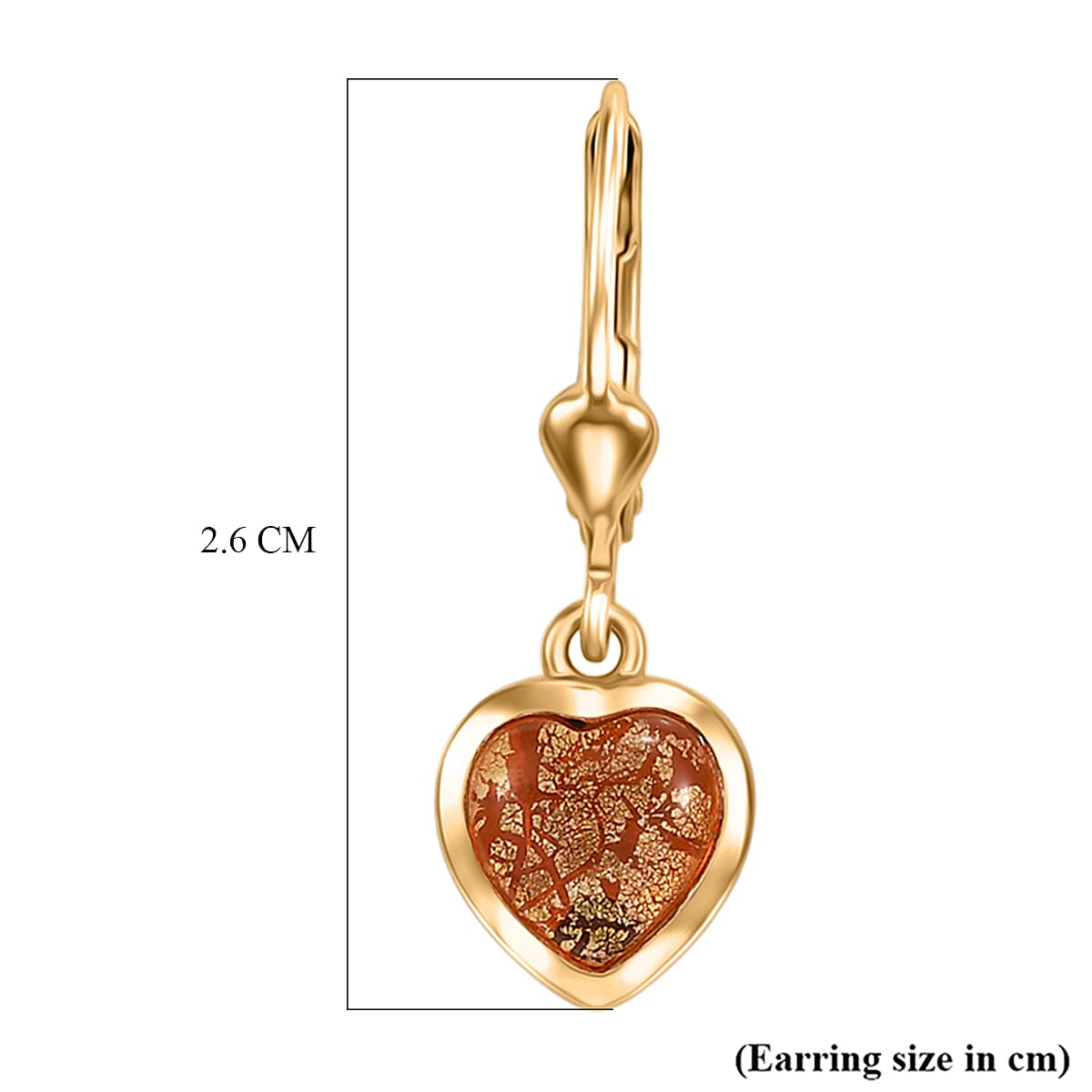 GP Family Legacy Italy - Genuine Murano with 24K Gold & Blue Sapphire Lever Back Heart Earrings in 18K Gold Vermeil Sterling Silver