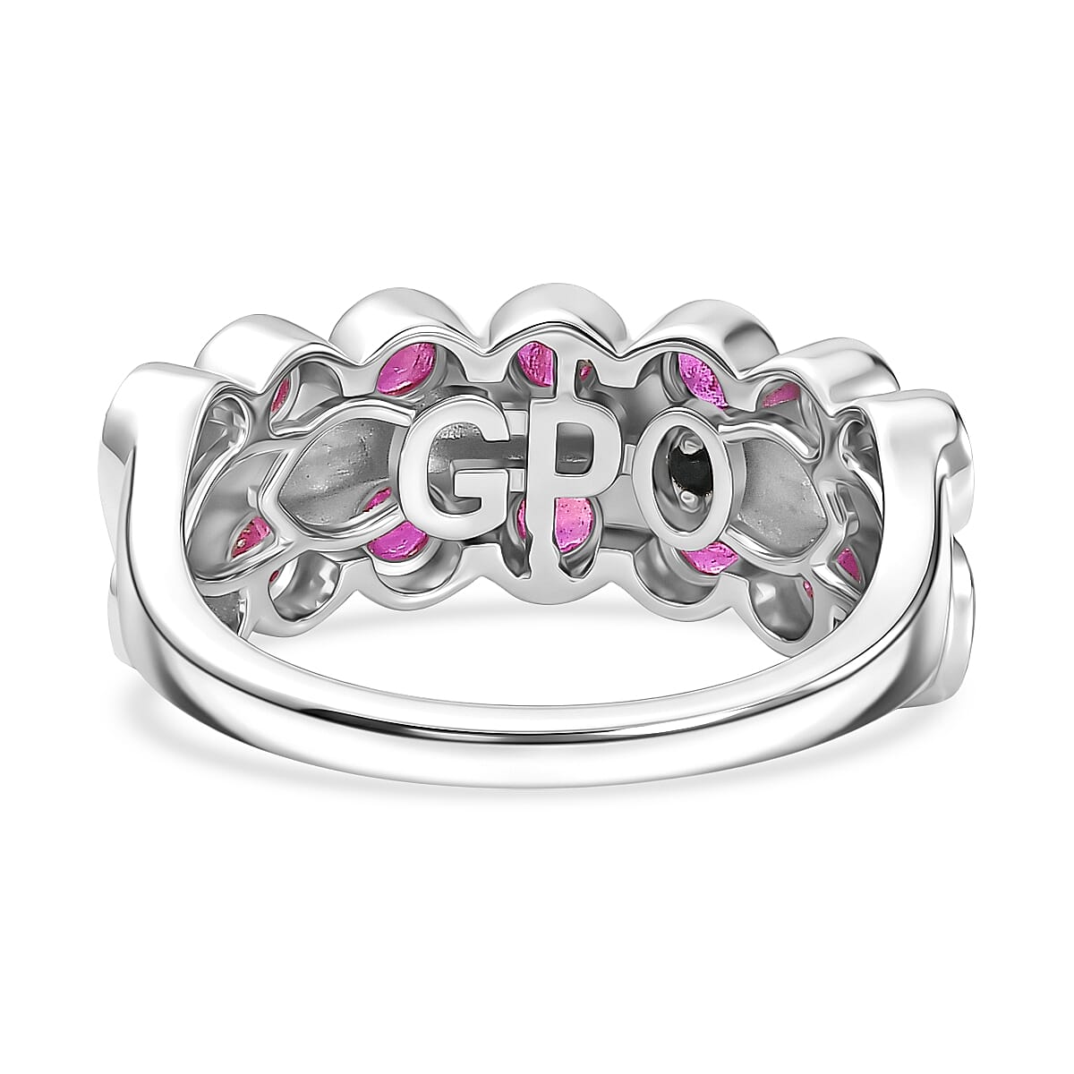 GP - African Ruby & Blue Sapphire Ring in Rhodium Overlay Sterling Silver 1.43 Ct.