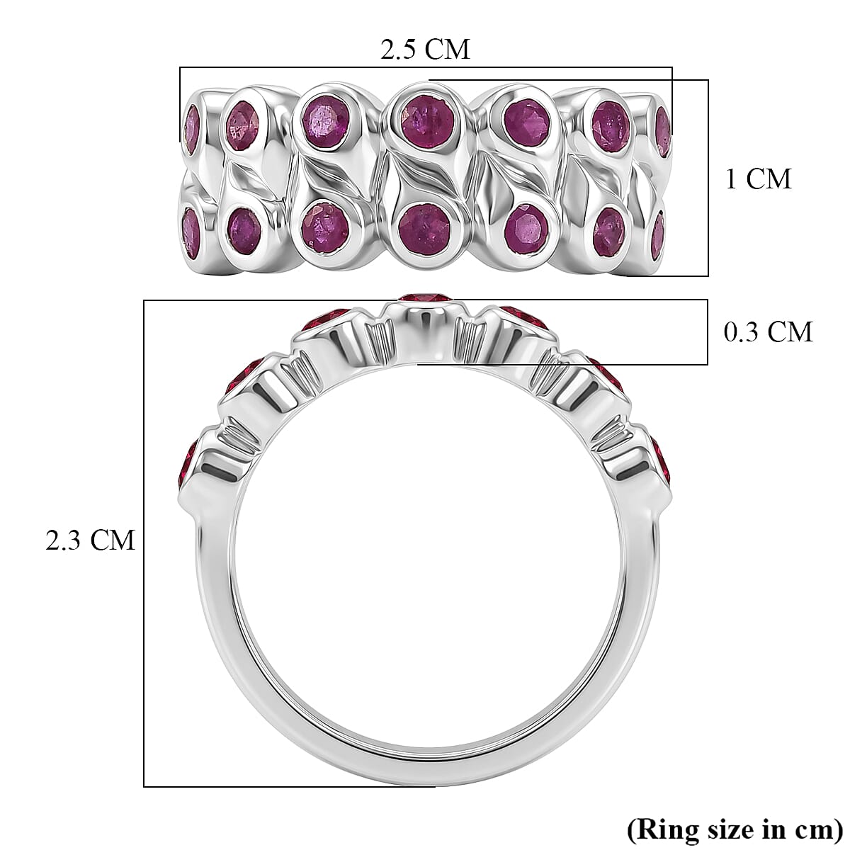 GP - African Ruby & Blue Sapphire Ring in Rhodium Overlay Sterling Silver 1.43 Ct.