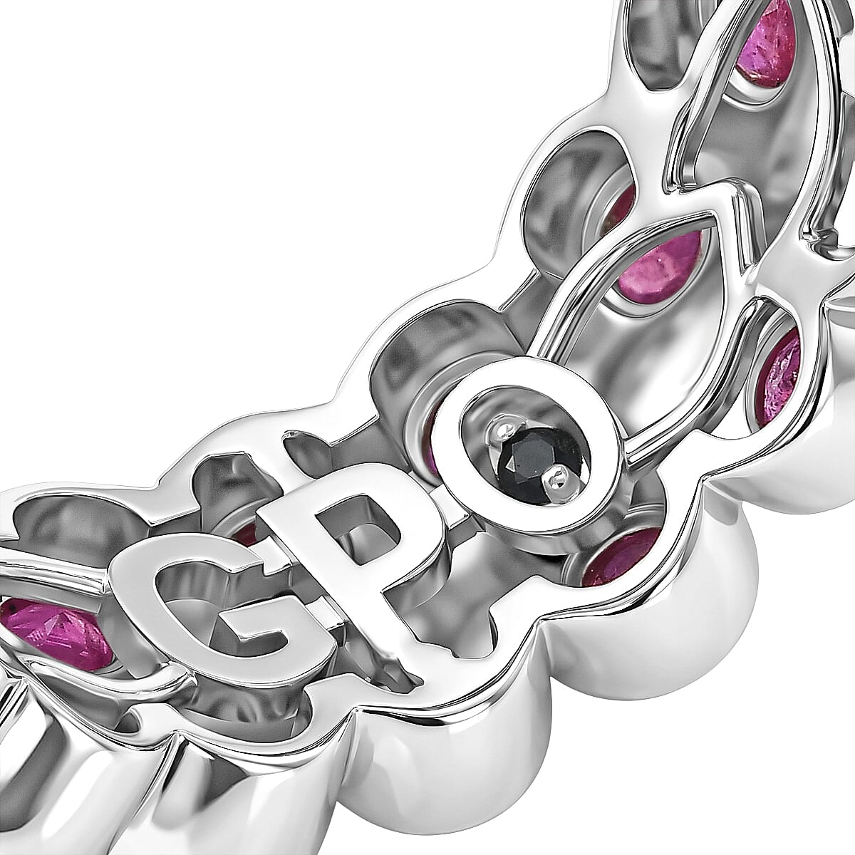GP - African Ruby & Blue Sapphire Ring in Rhodium Overlay Sterling Silver 1.43 Ct.